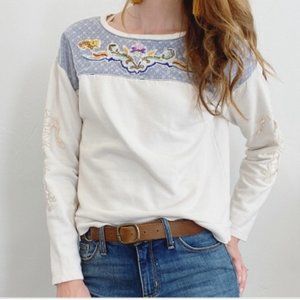 Akemi + Kin White Beaded Flatlands Sweatshirt